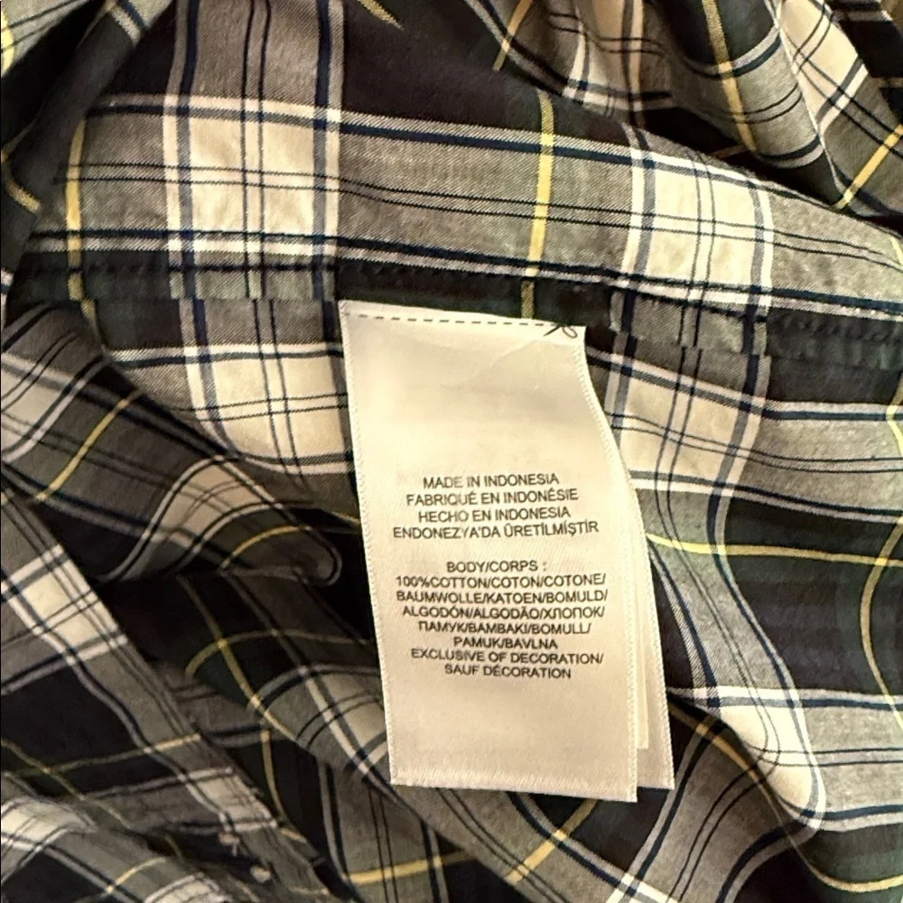 Polo Ralph Lauren boys navy and green plaid OXFORD shirt size large (14-16) NWT